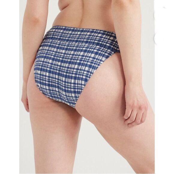 Women's Seersucker Mid Rise Bikini Swim Bottoms, Size XL - Picture 7 of 8